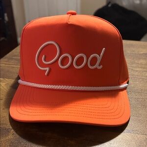 Good Good Golf Orange Cap with White Embroidery Sunrise Rope Hat NWT